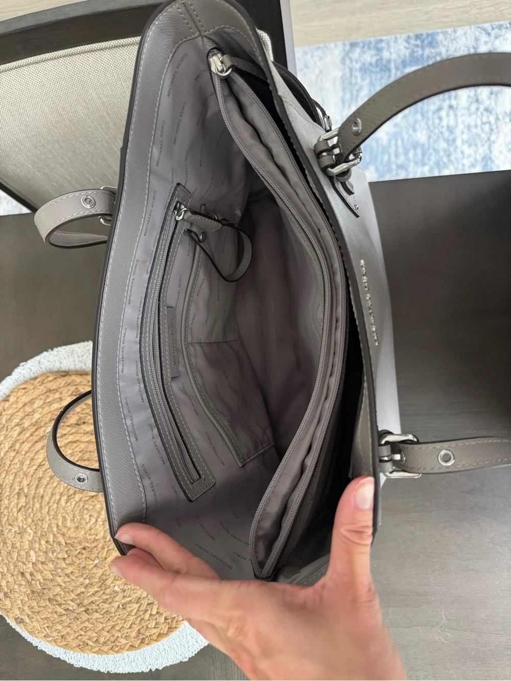 Michael Kors Dove Gray Saffiano Leather Tote - Picture 5 of 9